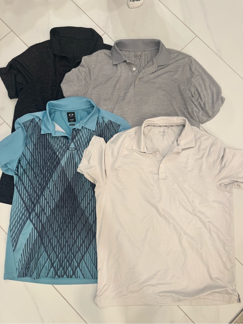 Oakley Light Blue Graphic Polo with Navy Pattern